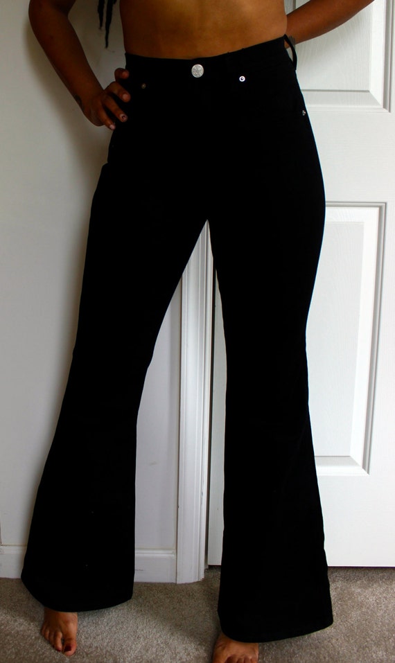 high waisted black flare jeans