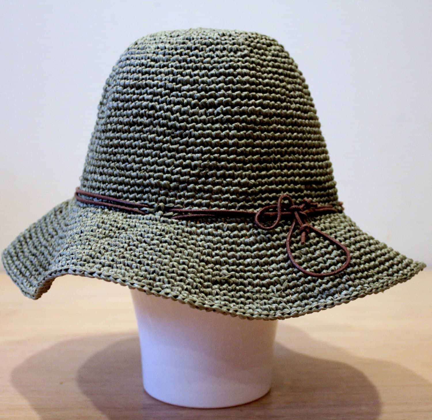 Packable raffia sun hat Woman / Crochet raffia hat / Wide brim