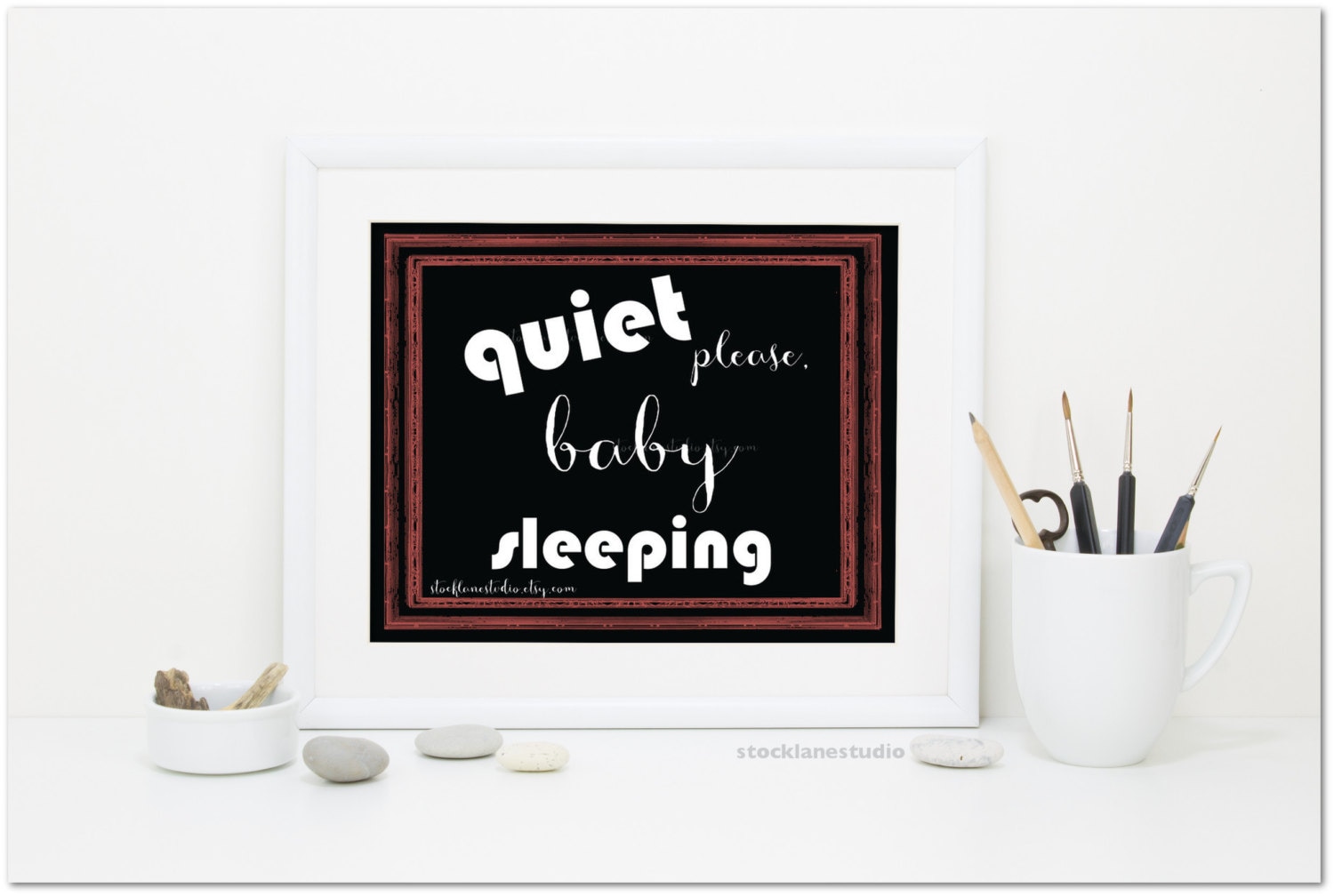 Quiet Baby Sleeping printable Signs 8x10 Black brown Quiet