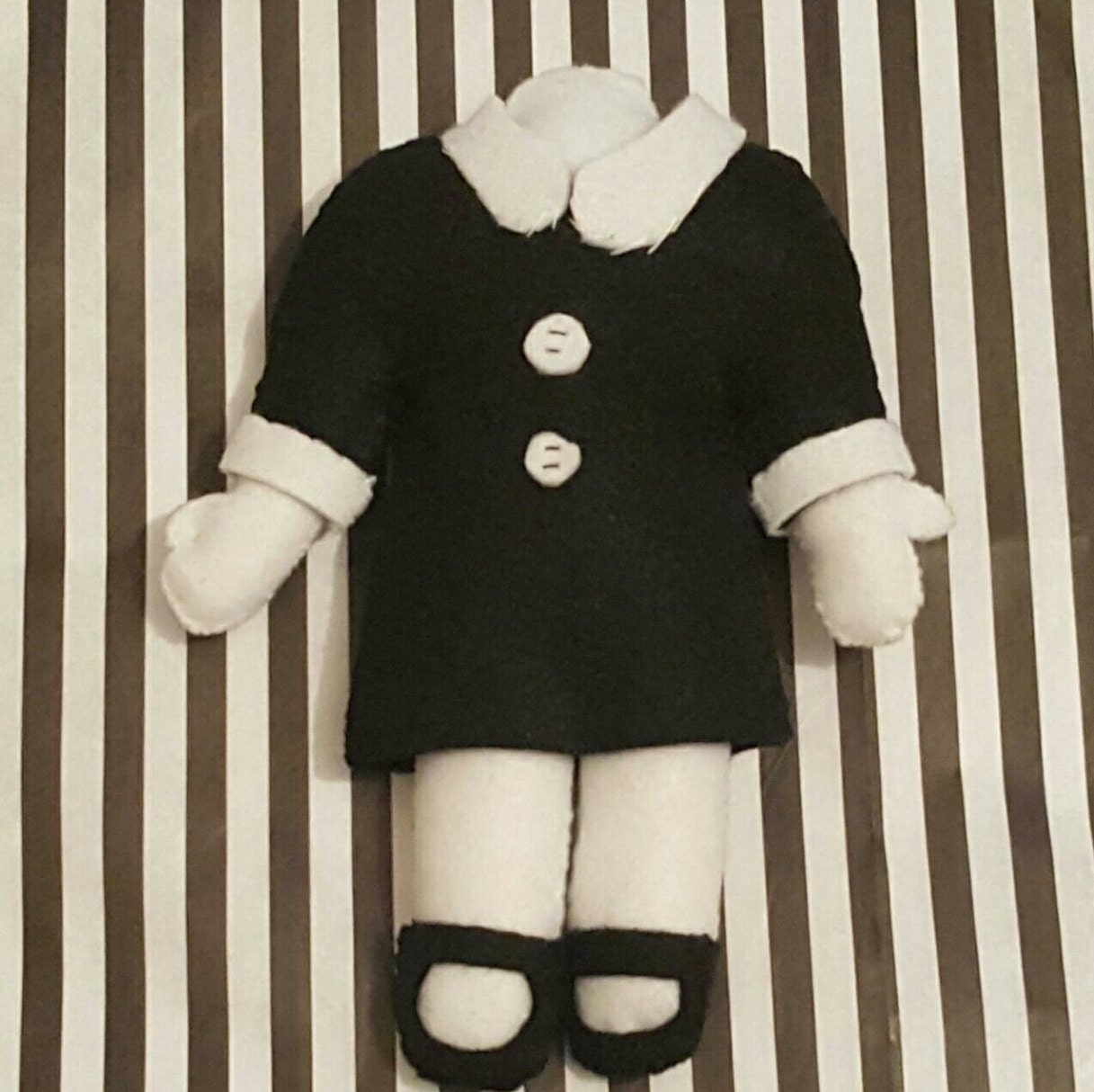 Wednesday Addams Headless Doll Felt Plush by ZomBeasBoutique