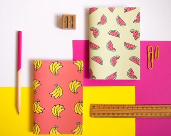 Set of Two Notebooks / Fruity Notebooks / Stationery Set / Cute Stationery / Notebook Set / Gifts for Her / Stationery Gifts / A6 Notebooks