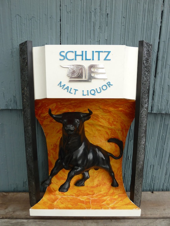 Schlitz Malt Liquor sign vintage beer sign black bull with