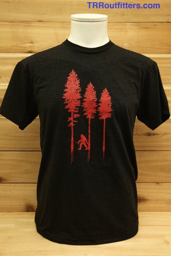 Sasquatch / Yeti Fly Fishing tshirt Charcoal by TRRoutfitters