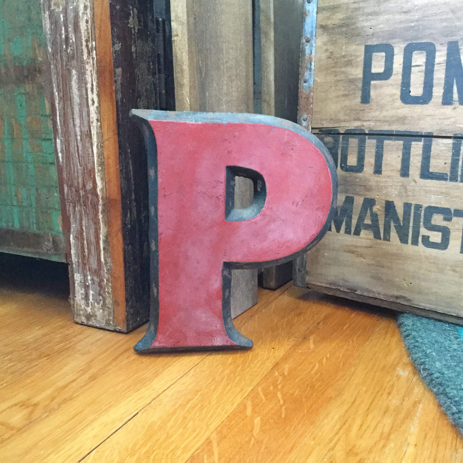 Metal Letter P Cast Iron Marquee Initial Industrial