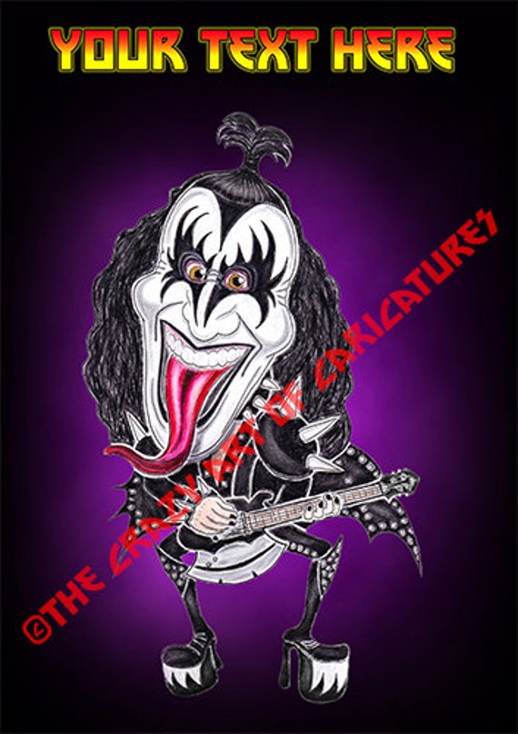 KISS Gene Simmons Caricature Card Personalised By TheCrazyArtUK