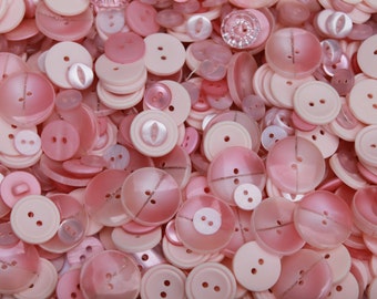 100 random baby pink buttons, buttons for arts and crafts, various size buttons, DIY supplies, buttons for baby girls, assorted pink buttons