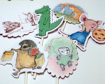 Cupcake Toppers - Story Book,Storybook Baby Shower,Story Book Baby Shower Decoration,Childrens Book Party,Book Theme Baby Shower,Version 3