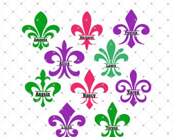 Fleur De Lis Split Monogram Frame SVG Cut Files for Cricut, Silhouette and other Vinyl Cutters, svg files