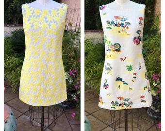 60s shift dress / 60s mod dress / scooter dress / twiggy dress / 60s novelty dress / 50s shift dress / 60s summer dress / 60s floral dress