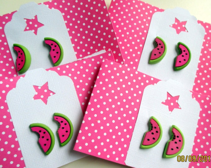 5 watermelon earrings-girls party favor-Stud earring-earrings for girls-birthday party package-personalized-kids summer earring-nickel free