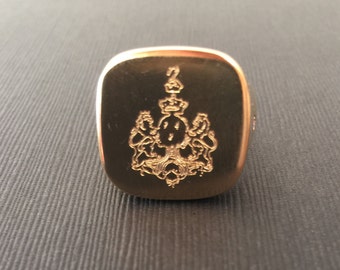 Crest ring, Square signet ring, Crest signet rings, Pinky ring, mens signet ring, crest engraved ring, Personalized Ring, family crest ring