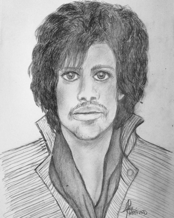 Prince Pencil Portrait Original Art Print Rock star