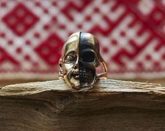 Skull Ring, Skull Ring for Men, Men's Skull Ring, Gold Skull Ring for Women, Women's Skull Ring, Gold Skull Ring, Unique Skull Bronze Ring
