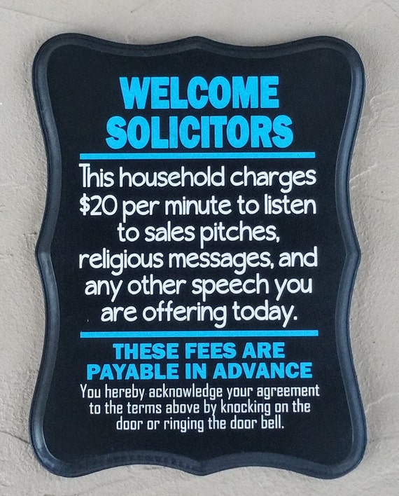 no solicitation sign no solicitors funny by talkingtreasures