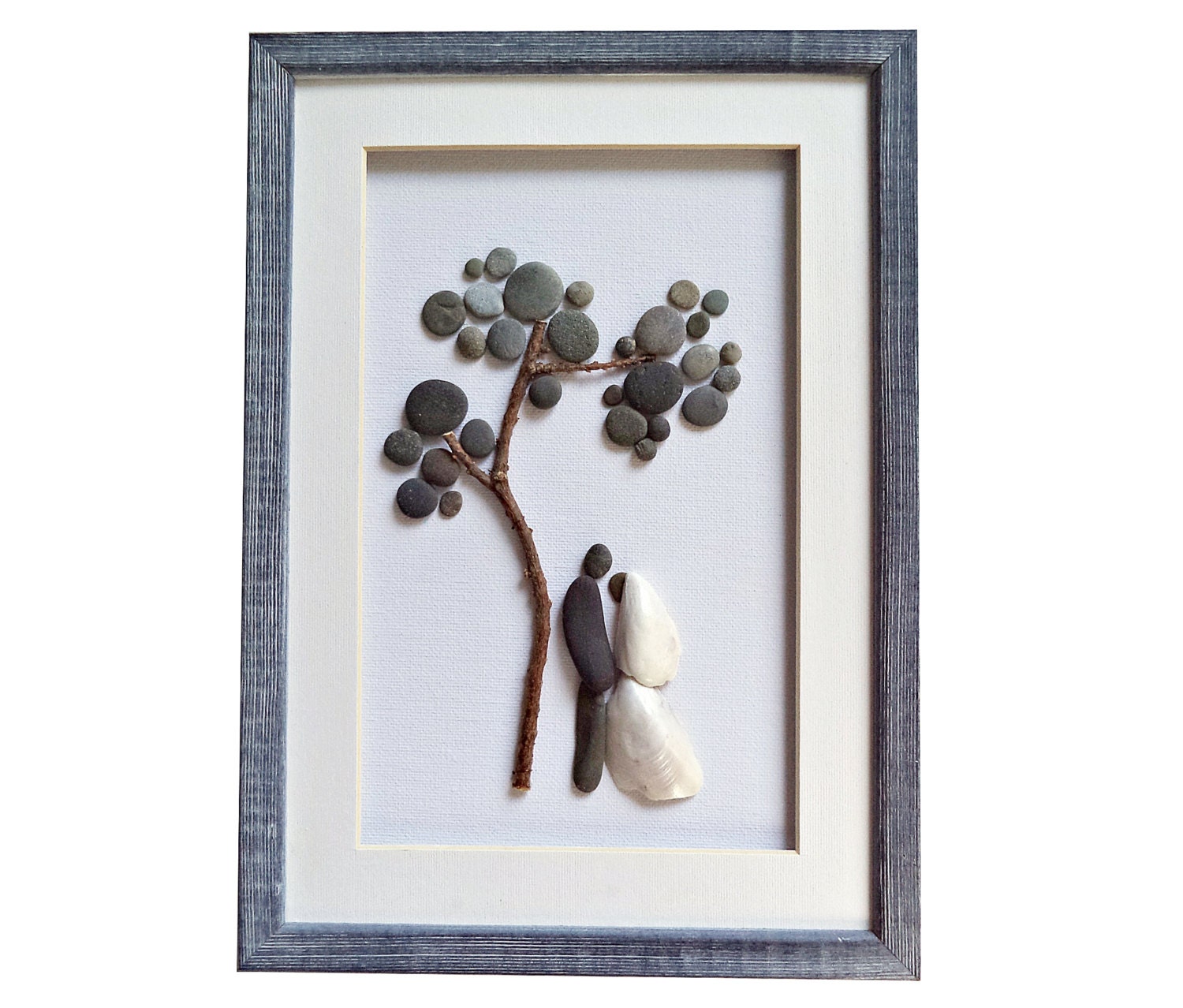Wedding art gift idea Pebble art wall decor by PebbleArtDream