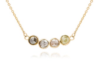Raw Stone, Diamond Necklace, Rose cut diamond Necklace, 14k gold gold necklace, Gift for her, Birthstone necklace