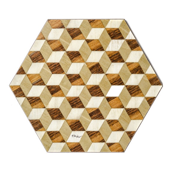 Set 6 Placemats and Coasters brown Art Deco Style Cream walnut