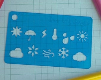Weather stencil, Planner Stencil, Bullet Journal Stencil - 033 (Credit Card Size Stencil)