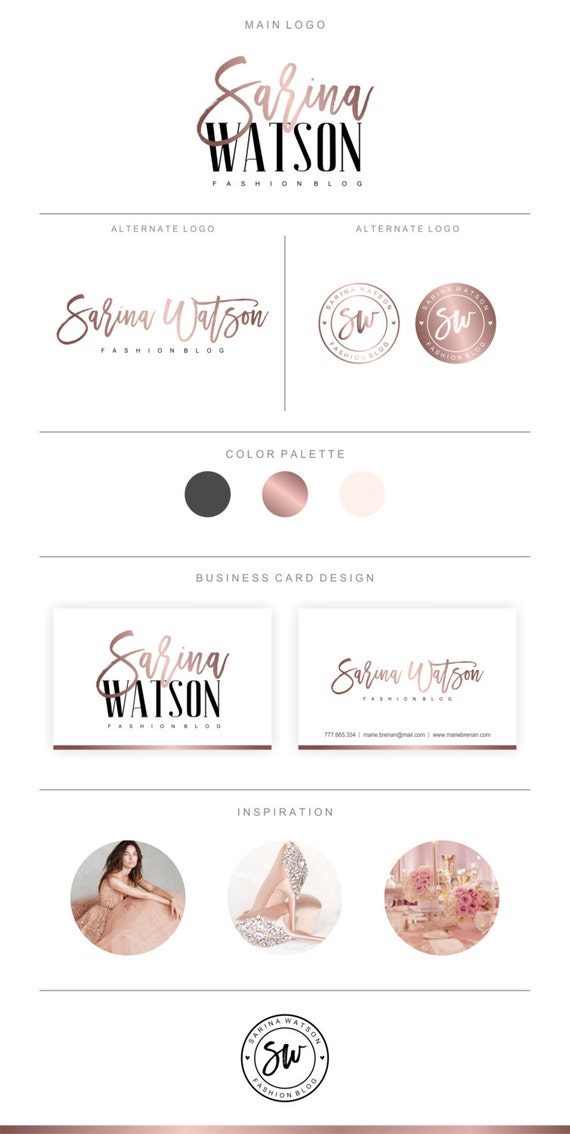 Branding Package Logos & Business Card Design Watercolor