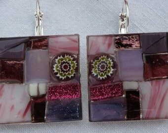 Boucles d'oreille dormeuses mosaique