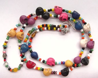 Day of the Dead Sugar Skull Necklace Dia de Los Muertos