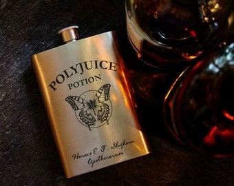 Polyjuice - Polyjuice Potion - Harry Potter Gift - Harry Potter - Hogwarts - Potions - spells - Inspired - Wizards - 8oz Hip Flask