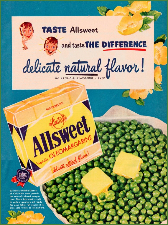 1950 ALLSWEET MARGARINE Vintage Ad // Old by DoubleLMomEphemera