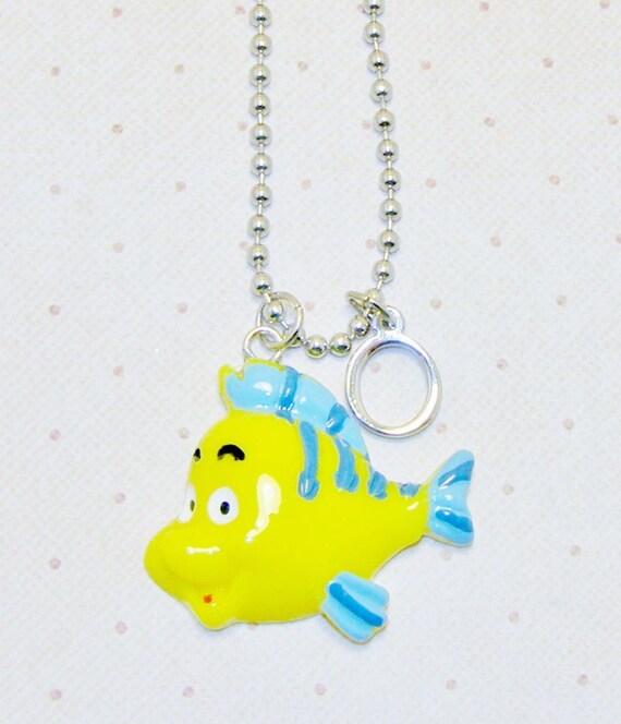 Disney Inspired Little Mermaid Flounder Necklace by 24sevenjewelry