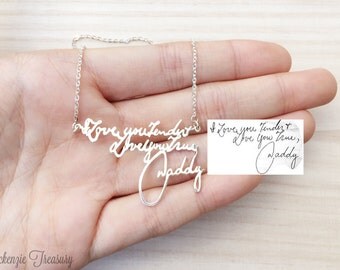 SALE Personalized hanwriting necklace, Message necklace, signature jewelry, Custom name necklace, Handmade Jewelry 925 Sterling Silver