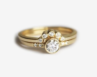 round diamond ring with bezel diamond crown ring engagement set 2 ring set yellow gold wedding ring set diamond engagement rings - Opal Wedding Ring Sets round diamond ring with bezel diamond crown ring engagement set 2 ring set yellow gold wedding ring set diamond engagement rings - Opal Wedding Ring Sets