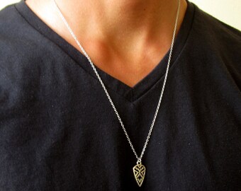 Triangle Necklace , Men's Geometric Necklace , Guys Necklace , Men's Silver Necklace , Mens Necklace , Geometric Necklace Mens Jewelry ,