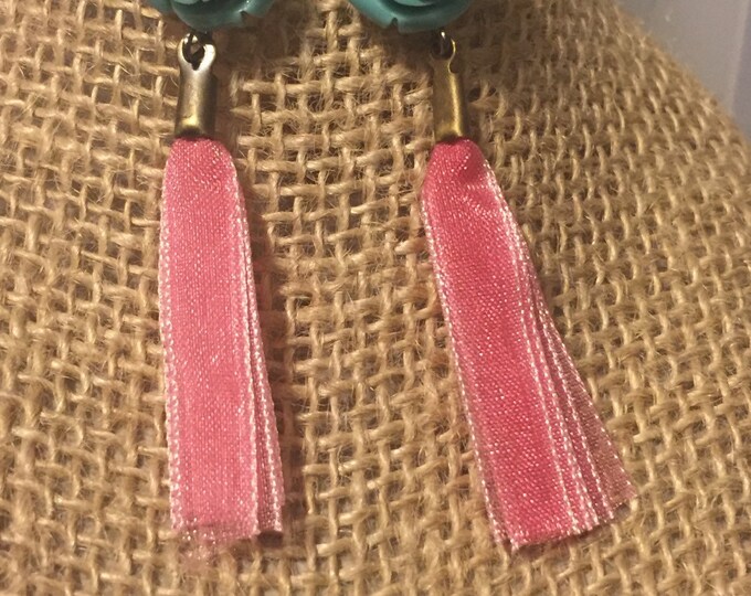 Turquoise and lace earrings