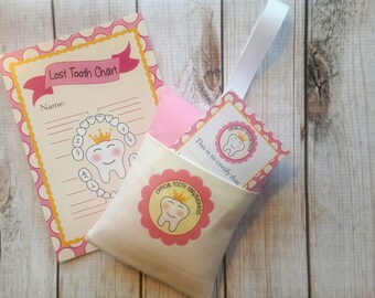 Tooth fairy pillow,Tooth Fairy kit,Lost tooth chart,Girls tooth fairy pillow ,Pink tooth fairy pillow