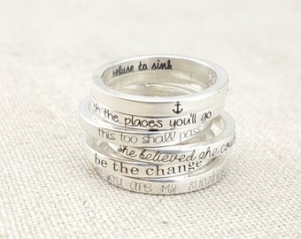 Dainty Stacking Ring • Personalized Ring • Inspirational Ring • Rings • Personalized Graduation Jewelry • Gift For Her • Summer Outdoors