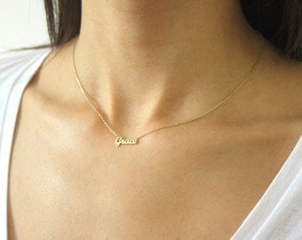 FLASH SALE 35% - Tiny Name Necklace - Personalized Dainty Name Necklace - Tiny Name Charm - Mini Name Necklace - Bridesmaid Gift