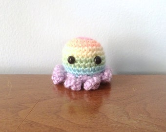 Pastel Rainbow Octopus - Pride Plush - Gay Crochet - Rainbow Plushies - Crocheted Animals - LGBT Support - Kawaii Octopus - Amigurumi Animal