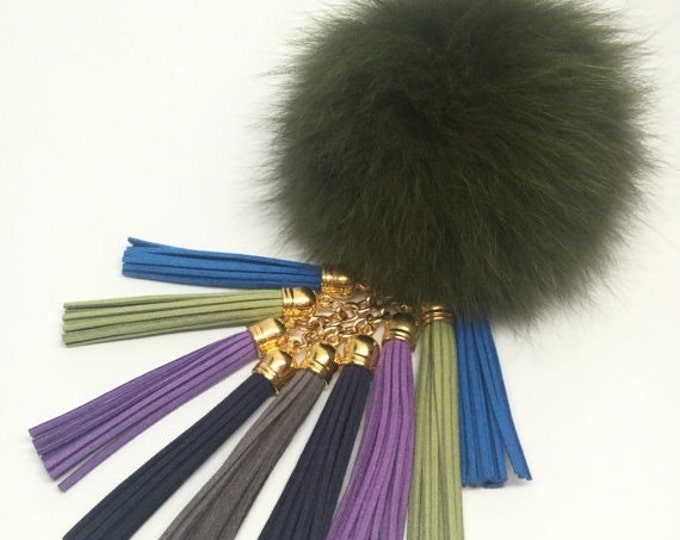 Fox Fur Pom Pom "Forest Chic" charm ball pompon bag charm tassel keychain with tassel elements charms