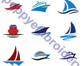 BOAT Design for Embroidery machine/ bateau motifs pour broderie machine / instant download