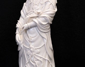 SALE -- 1920's-1940's Antique Chinese Blanc de Chine Quan Yin Mint Condition Porcelain Figurine (With Signed Appraisal for 950.00)