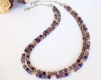 Small Bead Purple Necklace Purple Bead Necklace Delicate Beaded Purple Necklace Tiny Bead Necklace Dainty Necklace Sparkly Necklace Gift Her