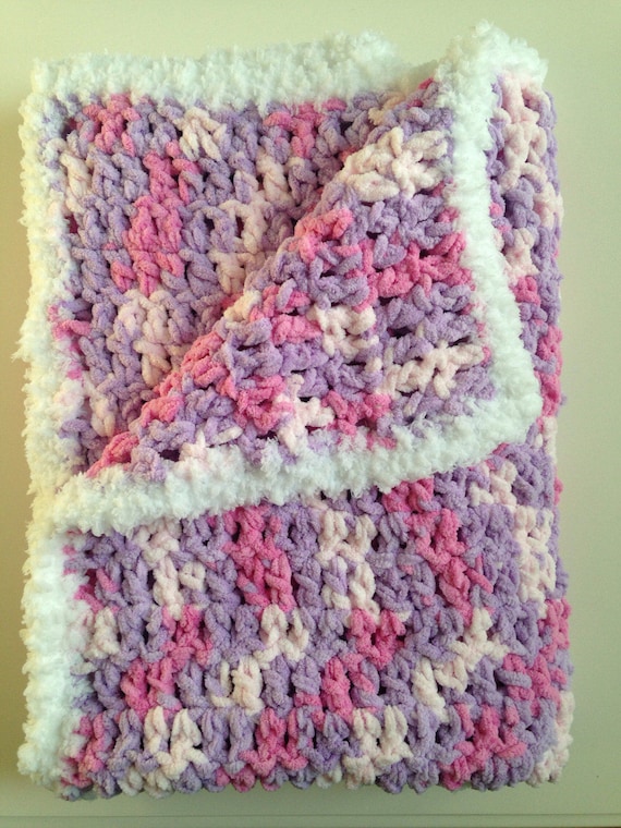 Cozy Baby Blanket with Fluffy Trim Baby Blanket Crochet