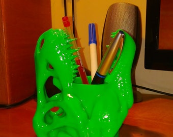 3d Printed Dinosaur T-Rex Pencil Holder ( Toothbrush Holder ) Office Accessories, Desk Storage, Bathroom Accessories High Quality