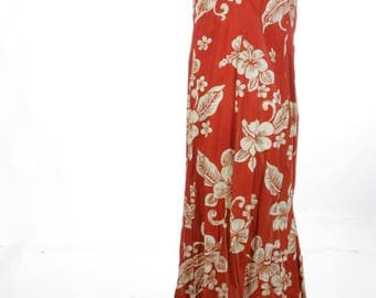 FREE US SHIPPING Vintage Hawaiian Fishtail Maxi Cotton Dress