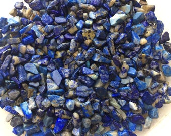 Blue Lapis Lazuli Gemstone Pebbles, lot of 100 tiny tumble polished stone chips for gem trees, natural craft, charms, candles, pocket pieces
