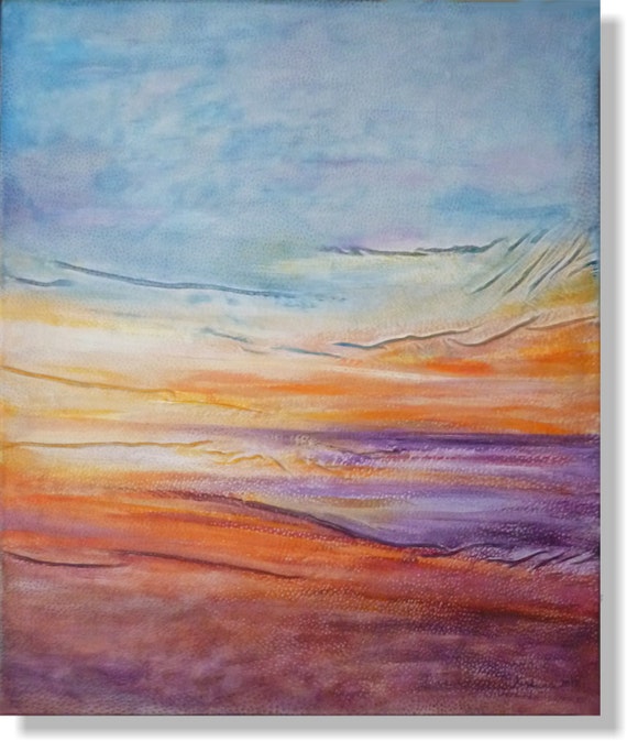 Purple Painting Sunset Painting Ocean Landscape Original