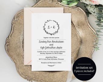 Wedding Invitation Set, Wedding Invitation Suite, Wedding Invitation Download, Rustic, Invitation PDF, PDF Instant Download #BPB190_1