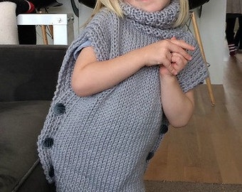 Girls Boho Chunky Style Pullover Tunic, Sweater, Poncho.