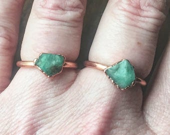 Raw Emerald Ring | May Birthstone Ring | Electroformed Ring | Birthstone Ring | Engagement Ring | Crystal Ring | Stone Ring |