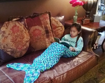 Mermaid Tail Blanket With Crocodile Stitches/Mermaid Blanket/Mermaid Tail Blanket Kids/Mermaid Tail Blanket Adult/Kids Mermaid Tail Blanket