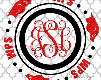 Razorback WPS Circle Monogram Design *monogram not included*